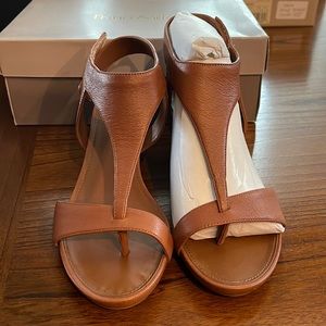 Brand New Women’s Franco Sarto Dori cognac wedge sandal with box—never worn